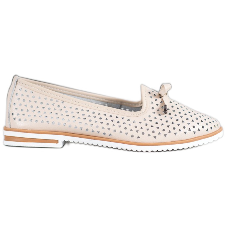 SHELOVET Bőr cipő áttört mintával barna