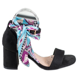 Evento Velúr szandál színes szalaggal fekete sokszínű