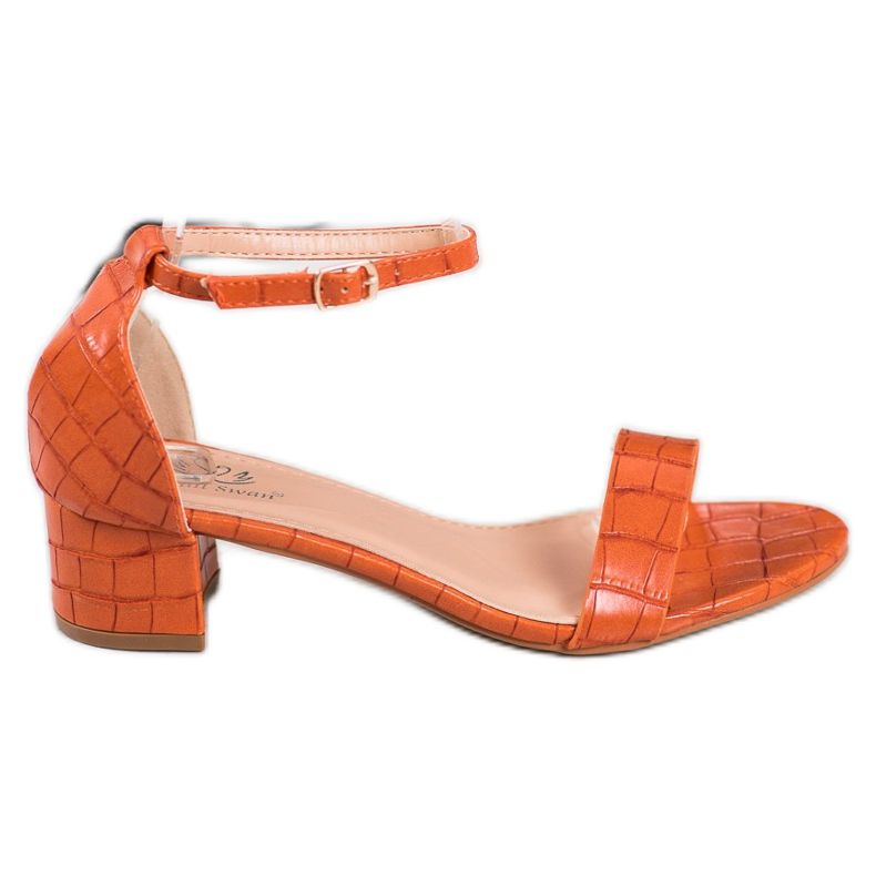 Small Swan Kényelmes szandál alacsony posztón narancssárga