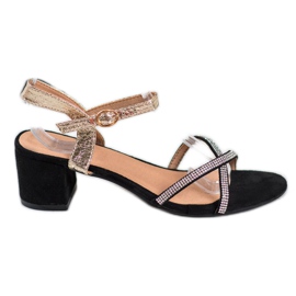 Small Swan Szandálok egy bárban cirkóniával fekete sárga