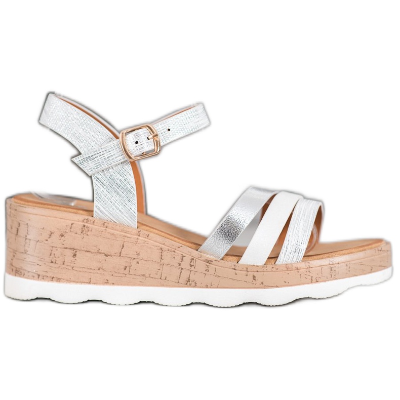 Weide Ezüst ék szandál fehér szürke