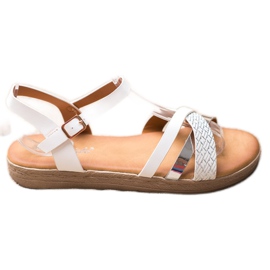 Weide Stílusos szandál Eco bőrből fehér szürke
