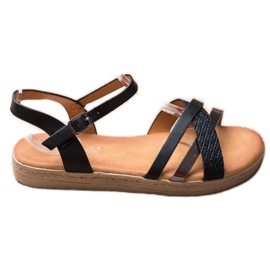 Weide Stílusos szandál Eco bőrből fekete