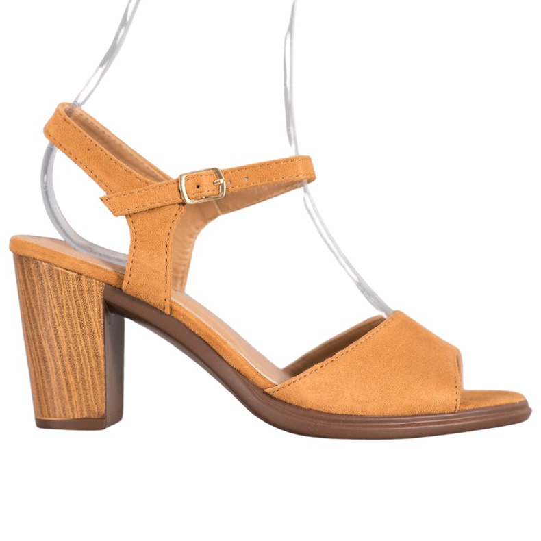 SHELOVET Camel Suede szandál barna