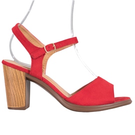 SHELOVET Piros velúr szandál