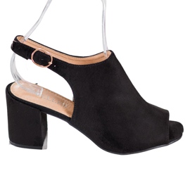 SHELOVET Klasszikus magas sarkú szandál fekete