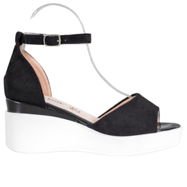 Weide Velúr szandál, fehér ék fekete