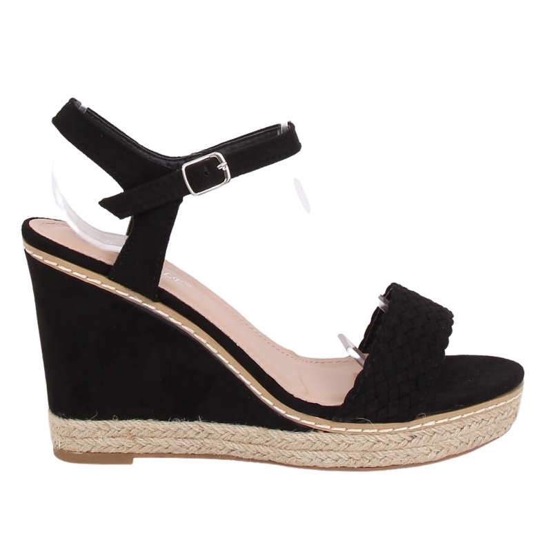 Fekete Espadrilles ékeken, fekete 100-937SC-1 Fekete
