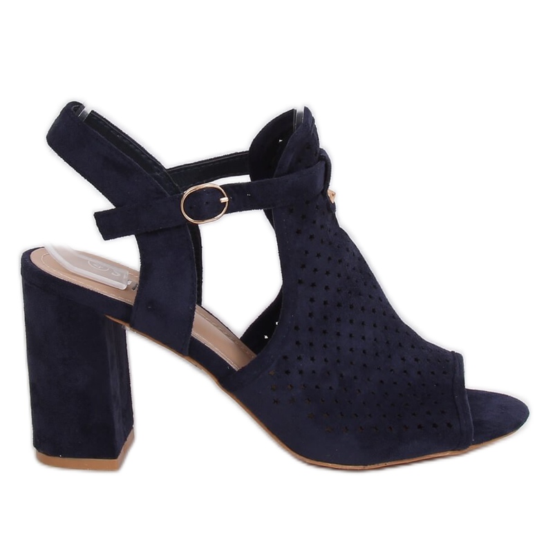 Áttört magas sarkú szandál LL79 Blue sötétkék Áttört magas sarkú szandál LL79 Blue sötétkék