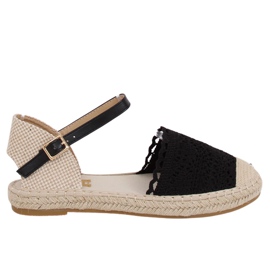 Fekete csipke espadrilles L-1067 Black