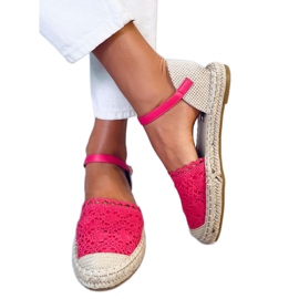 Málna csipke espadrilles L-1067 Red rózsaszín Málna csipke espadrilles L-1067 Red rózsaszín