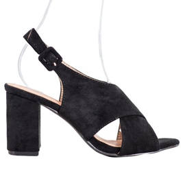 SHELOVET Kényelmes szandál a bárban fekete