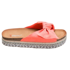 Seastar Velúr papucs dekoratív platformmal piros narancs