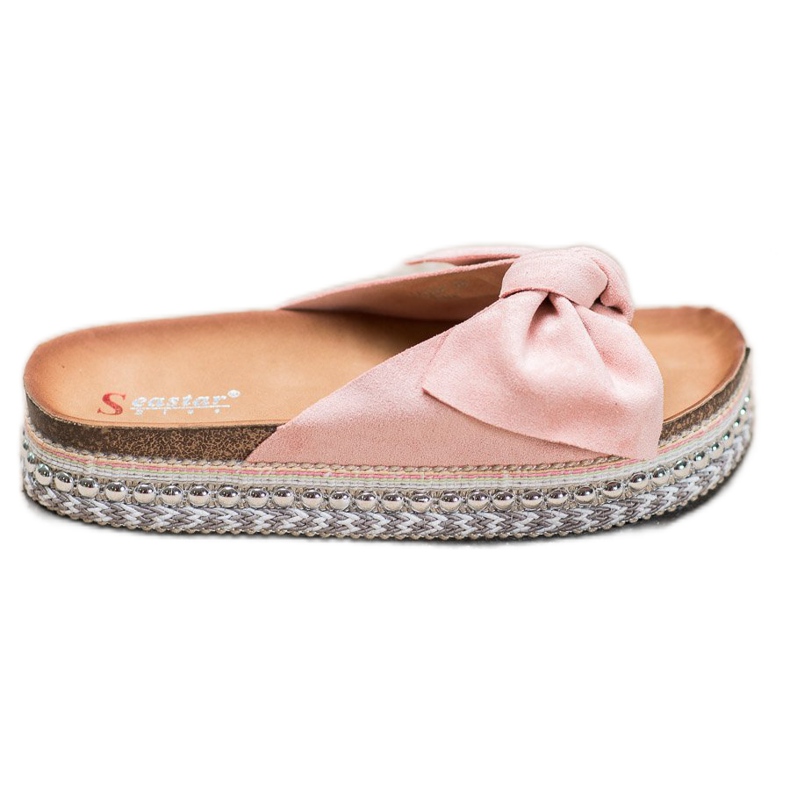 Seastar Velúr papucs dekoratív platformmal rózsaszín