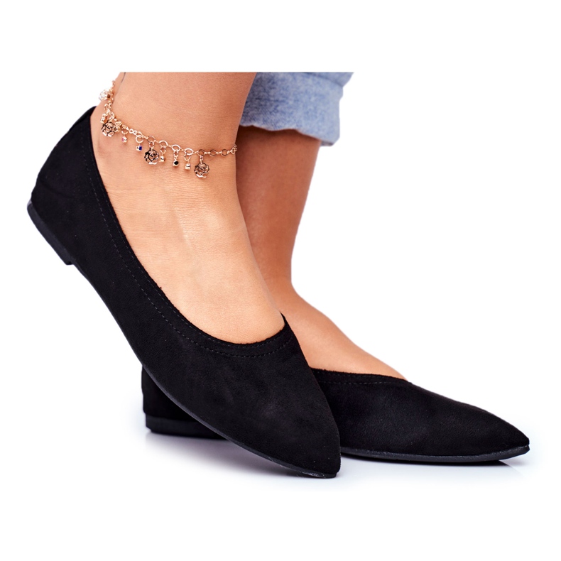 PS1 Női öko-velúr balerinák Fekete Bellissima