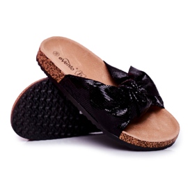 EVE Női papucs nagy íjjal Black Lovely Time fekete