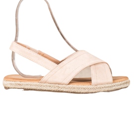 SHELOVET Csúsztatható velúr szandál barna