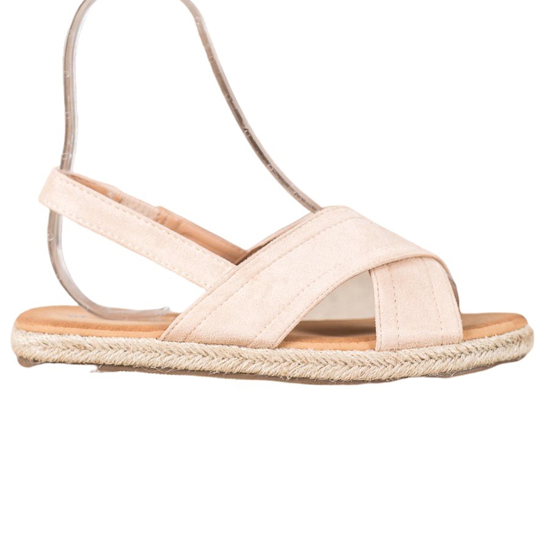 SHELOVET Csúsztatható velúr szandál barna