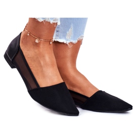 EVE Női balerinák hálós velúr velúr fekete szálkával