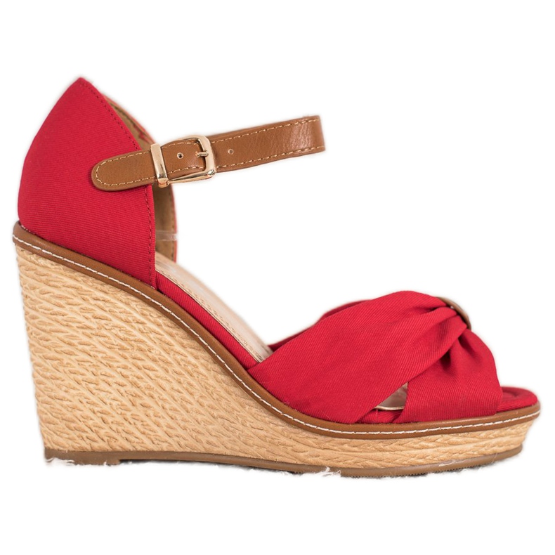 SHELOVET Magas sarkú szandál piros