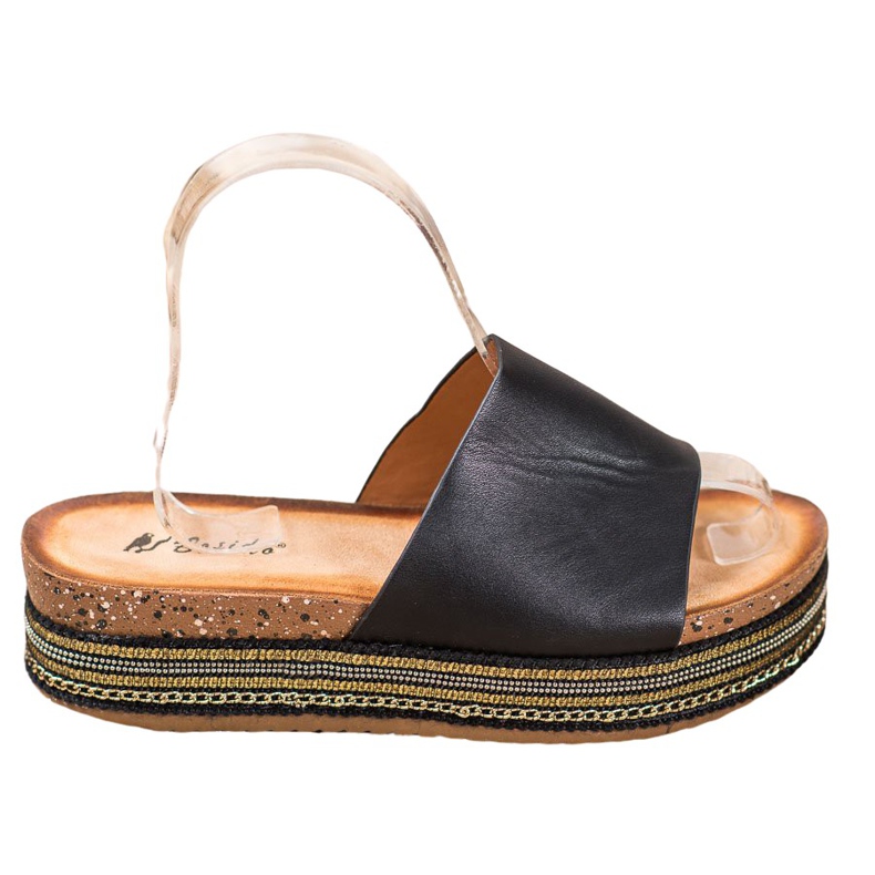 SHELOVET Fekete papucs a platformon