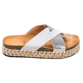 SHELOVET Papucs a platformon szürke