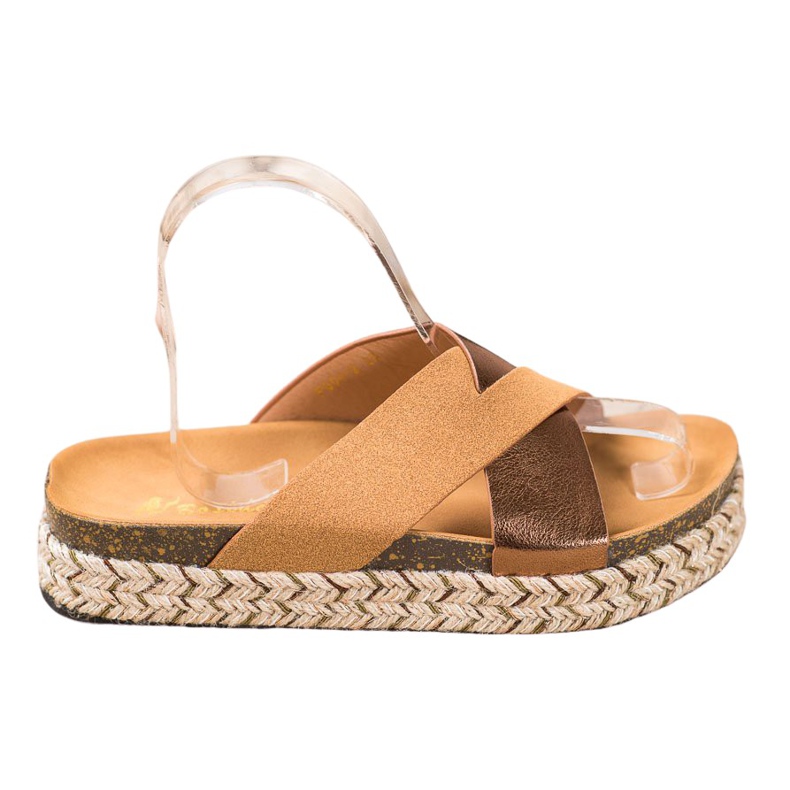 SHELOVET Papucs a platformon barna sárga