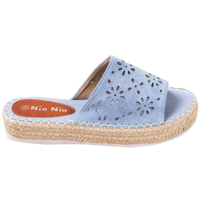 Nio Nio Papucs egy szalma platformon kék