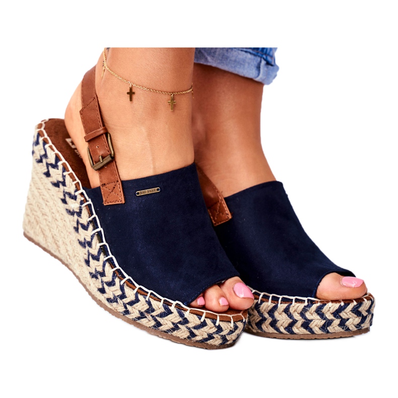 Női szandál Wedge Big Star Navy Blue FF274980 barna sötétkék