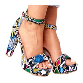 SEA Női szandál egy magas sarkú színes kígyó Figaro sokszínű