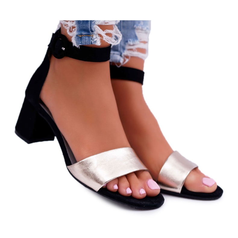 Női szandál Maciejka Bőr Velúr Fekete 04141-25 / 00-5 sárga