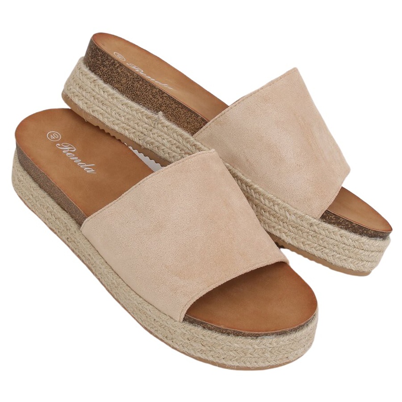 Bézs espadrilles papucs 10-215 Bézs