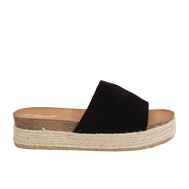 Fekete espadrilles papucs 10-215 Fekete Fekete espadrilles papucs 10-215 Fekete