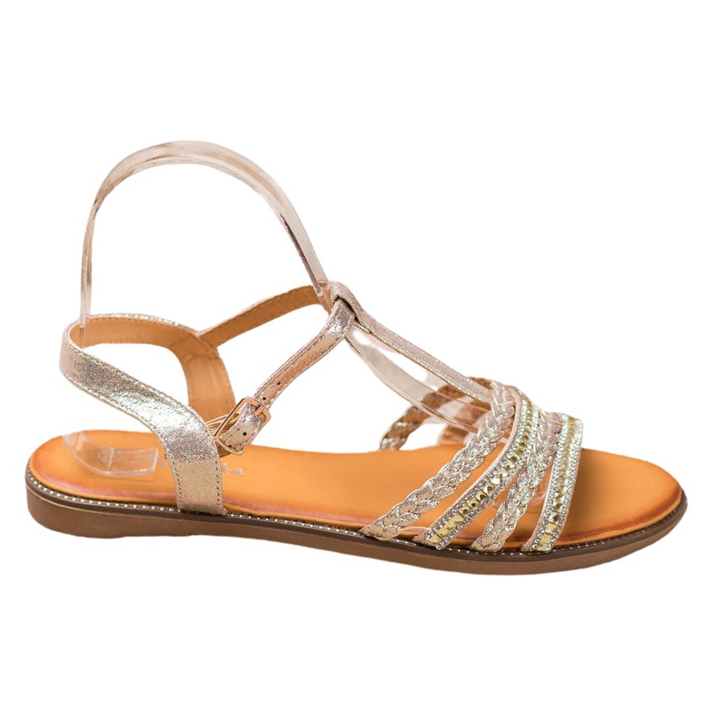 Mannika Elegáns szandál kristályokkal sárga