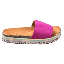 Renda Papucs a platformon lila