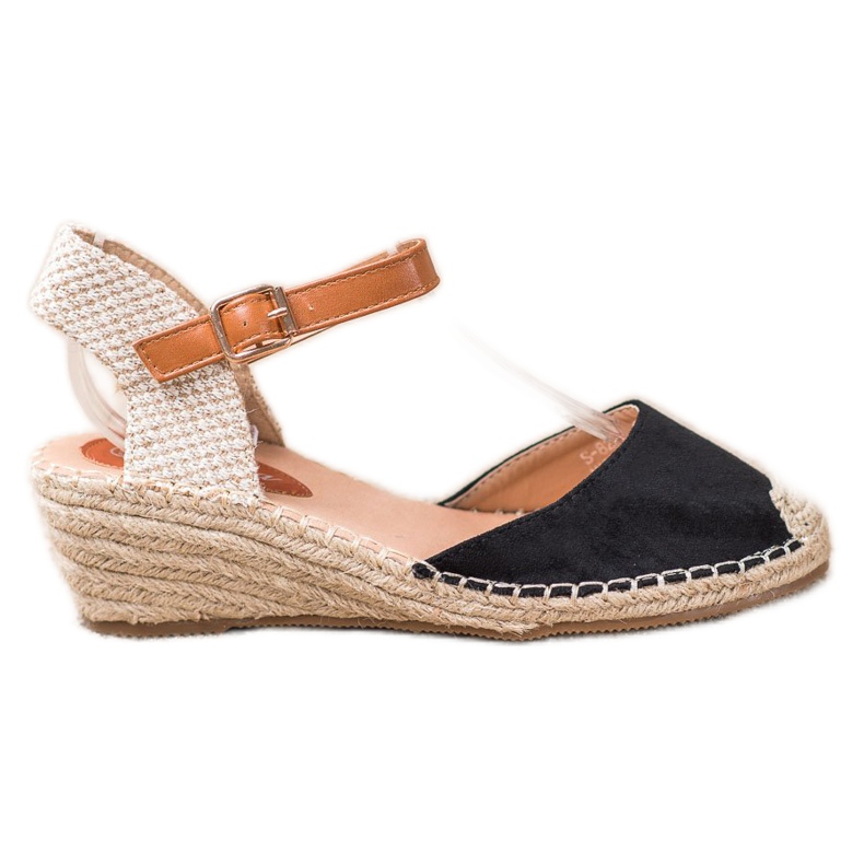 Renda Espadrilles felfedezett sarokkal fekete Renda Espadrilles felfedezett sarokkal fekete