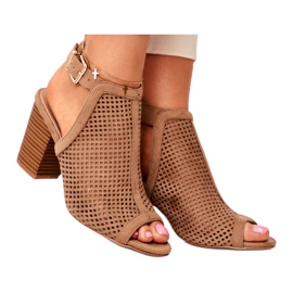 Bellucci Női áttört csizma Peep Toe Beige Paradise bézs