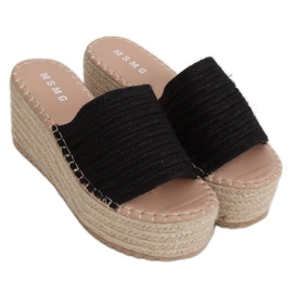 Fekete Espadrilles az ék LL909 Fekete