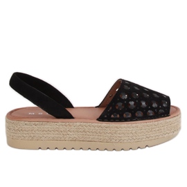 Fekete WH931 Fekete áttört espadrilles szandál Fekete WH931 Fekete áttört espadrilles szandál
