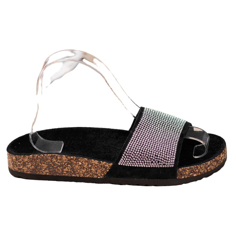 Bona Papucs köbös cirkónium -dioxiddal fekete