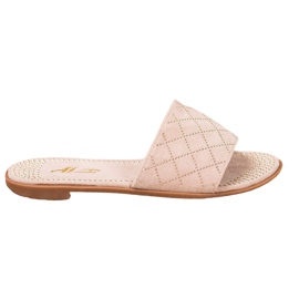 SHELOVET Elegáns velúr papucs bézs