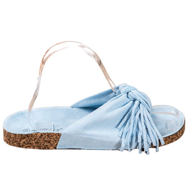 Bestelle Velúr papucs szegéllyel kék