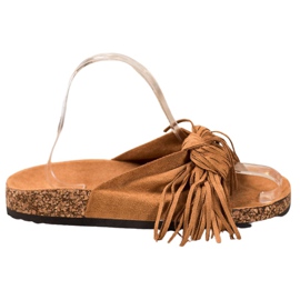 Bestelle Velúr papucs szegéllyel barna