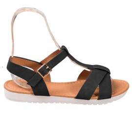 SHELOVET Fekete textil szandál