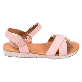 SHELOVET Kényelmes textil szandál rózsaszín