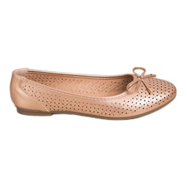 SHELOVET Áttört balerina öko bőrrel aranysárga SHELOVET Áttört balerina öko bőrrel aranysárga