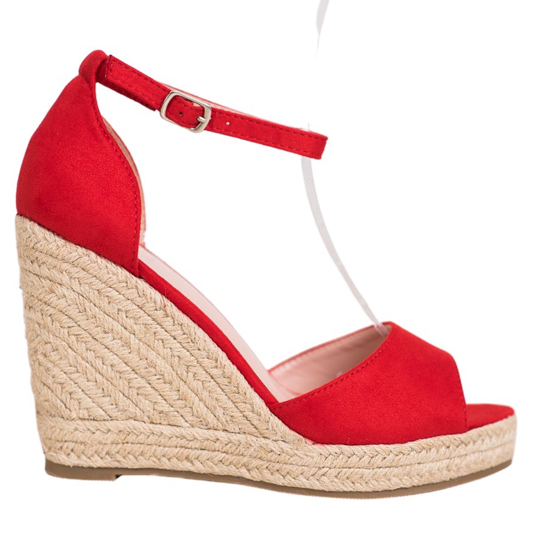 SHELOVET Piros espadrilles az ék