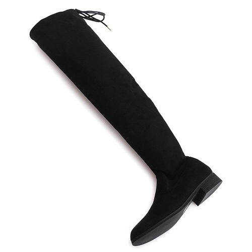 Magas velúr csizma Lycra 3037 fekete fehér