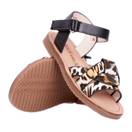 FRROCK Gyermek szandál tépőzáras Panterka Mimivel barna fekete narancssárga