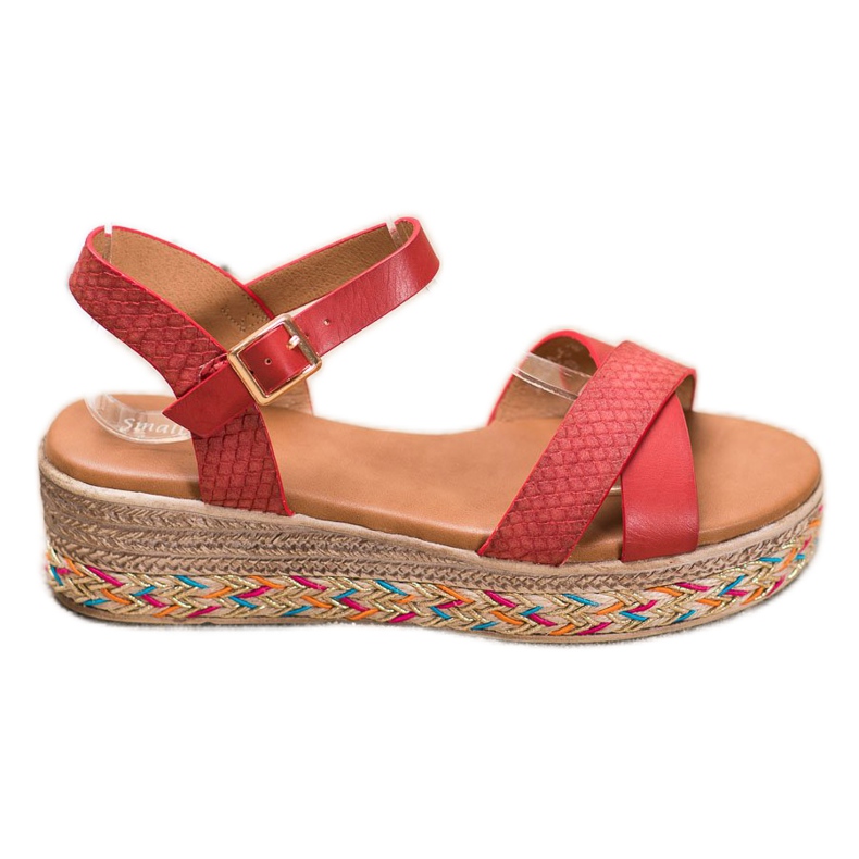 Small Swan Divatos szandál Eco bőrrel piros